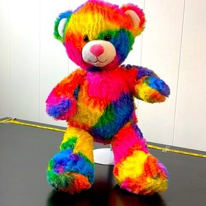 BAB Tropicolor 17" Teddy Plush Bear Sparkly Neon Tie Dye Stuffed Animal Toy